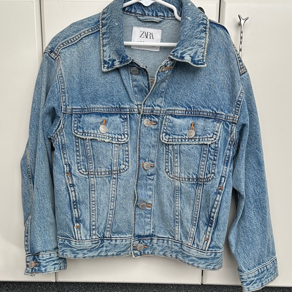 Zara kids unisex distressed denim jacket